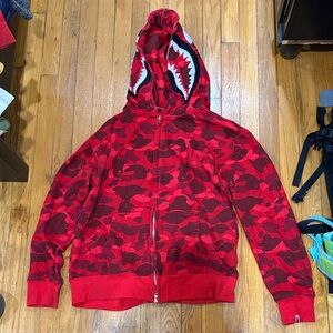 Red Camo bape Shark Hoodie